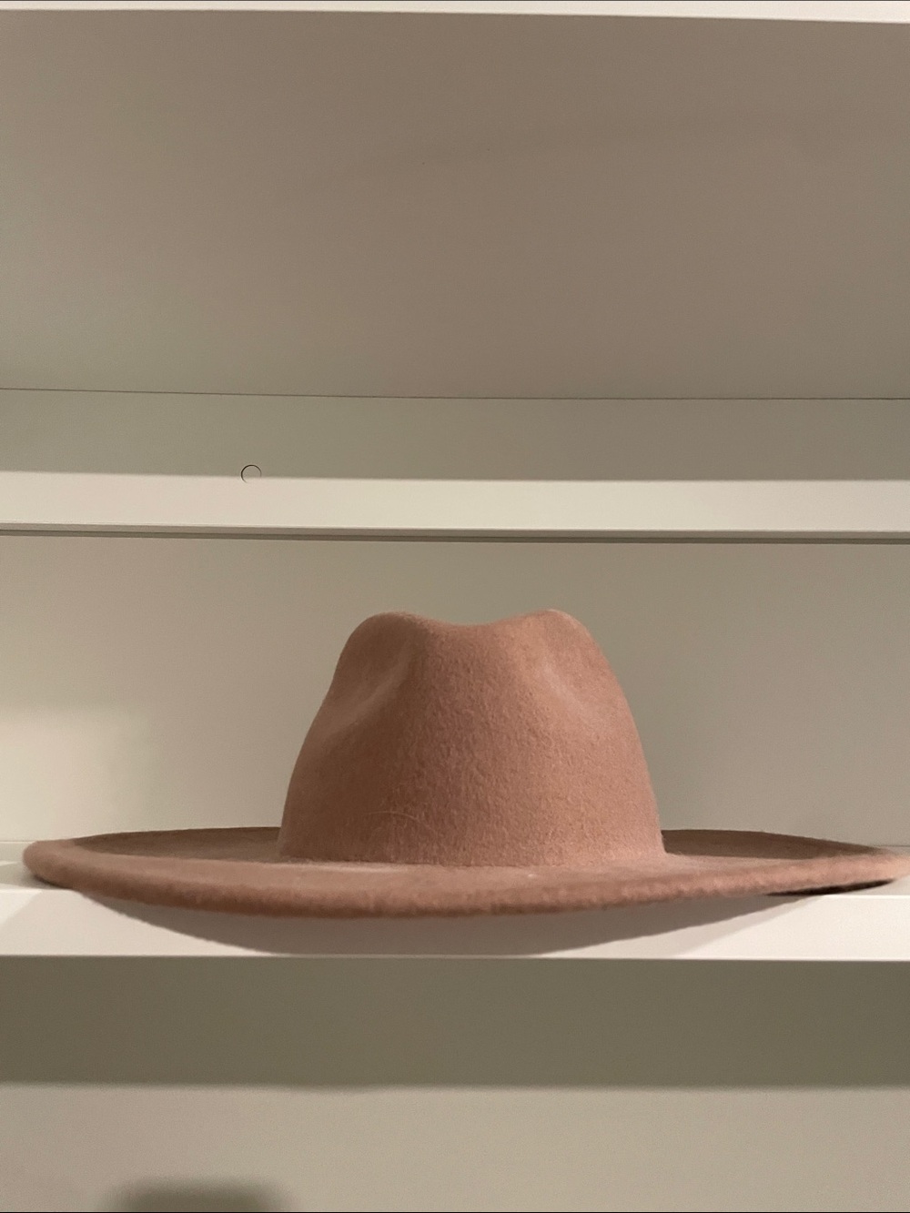 Womens Wide-Brim Felt Hat in Taupe OS